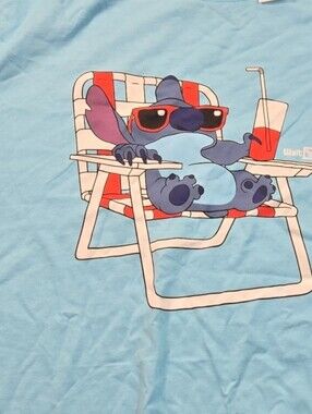 Disney Light Blue Stitch Relaxing Graphic Tee